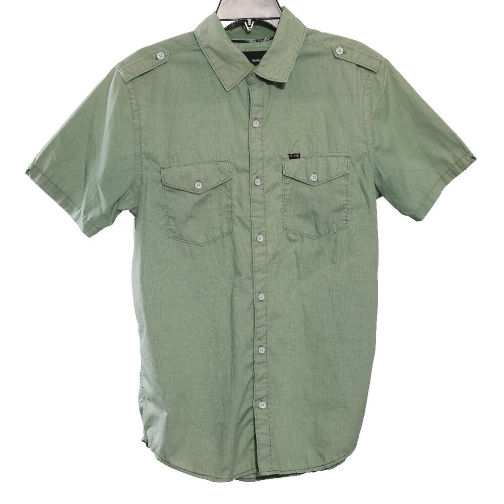 Men's Medium Sage Green Hurley Short Sleeve Button Down Shirt